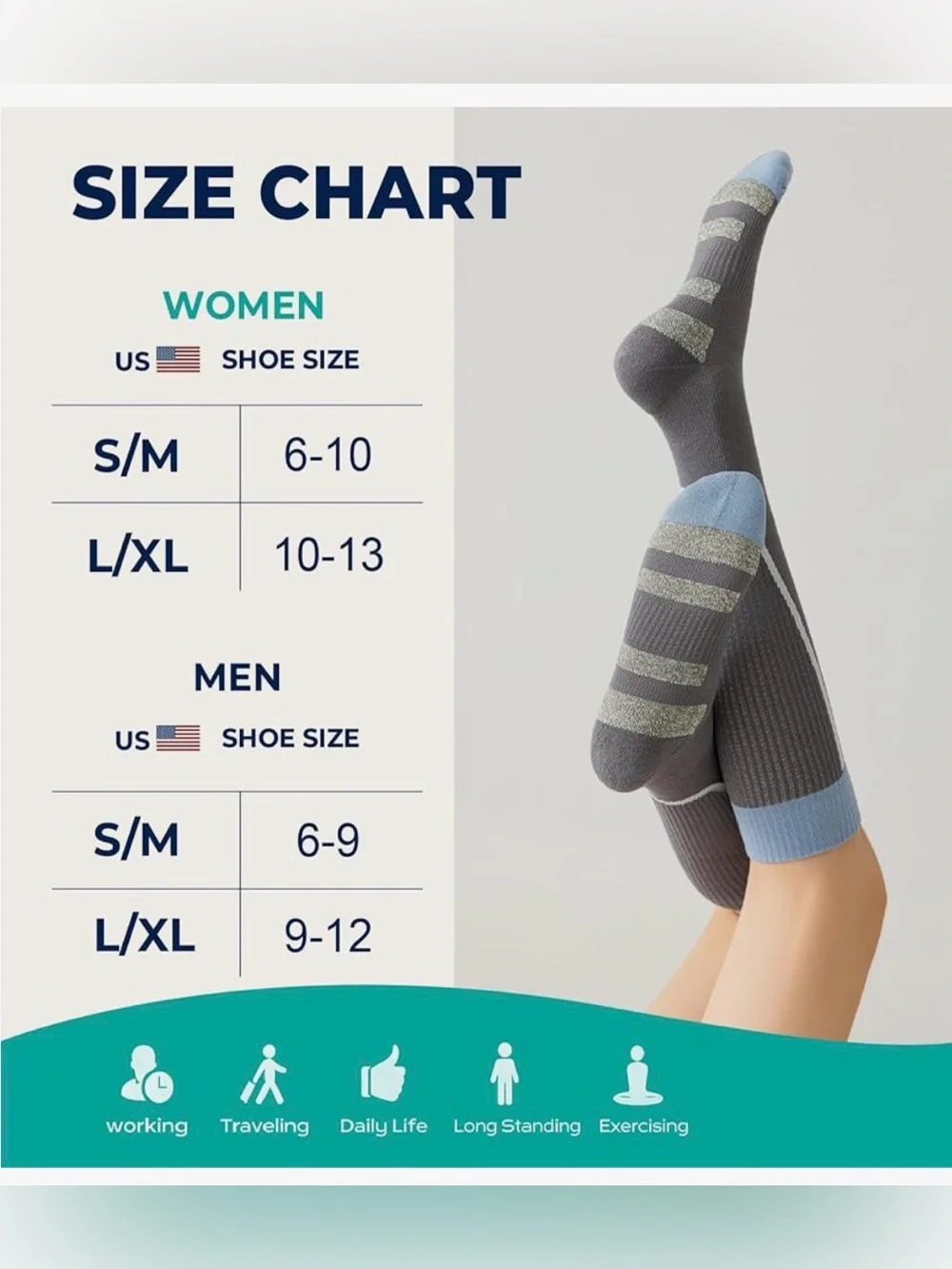 TINYLEMON Wide Calf Compression Socks for Women & Men 15-20 mmHg Cushioned L/XL